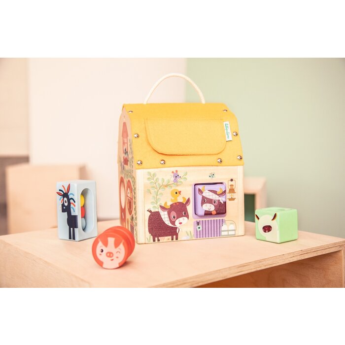 Lilliputiens Houten Ontdekkingshuis met geluid en vormen