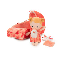 Lilliputiens Stoffen babypop  Lena speelset, met (reis)wieg en accessoires