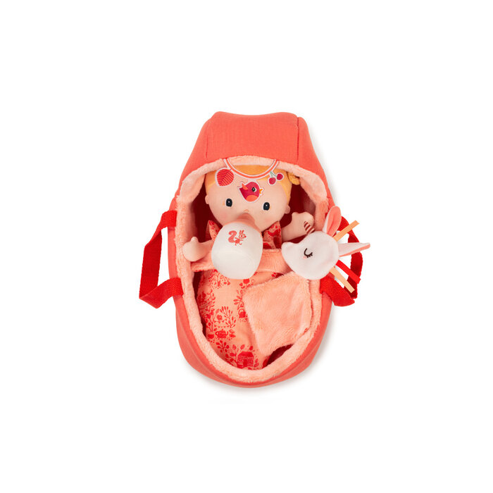 Lilliputiens Stoffen babypop  Lena speelset, met (reis)wieg en accessoires