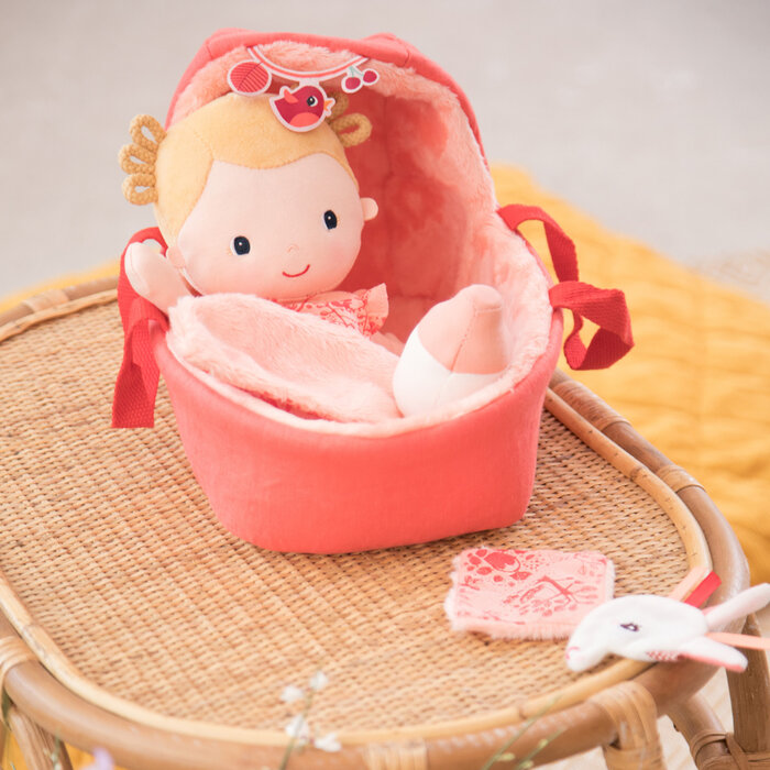Lilliputiens Stoffen babypop  Lena speelset, met (reis)wieg en accessoires