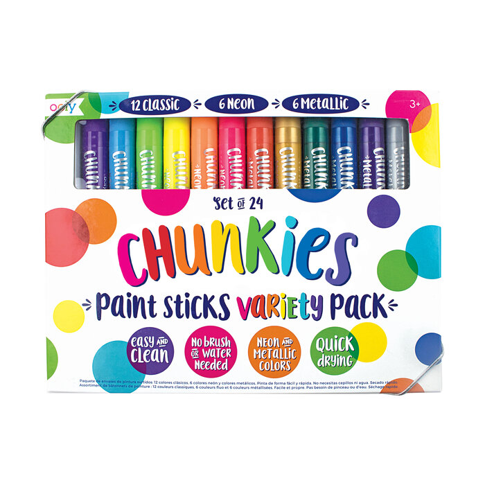 Ooly Chunkies verf sticks variatie - 12 classic, 6 neon, 6 metallic