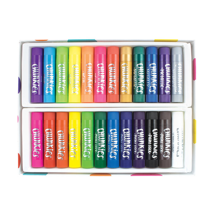 Ooly Chunkies verf sticks variatie - 12 classic, 6 neon, 6 metallic