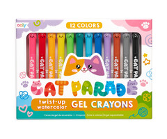 Ooly Gelwaskrijtjes 2 in 1, kleuren en aquarellen - kat parade, 12 stuks
