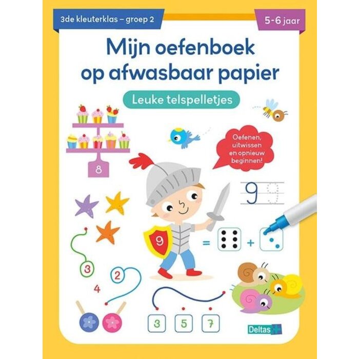 Deltas Mijn oefenboek op afwasbaar papier - leuke telspelletjes (5-6 jaar, groep 2)