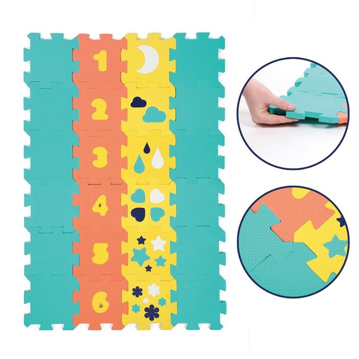 Ludi Sensorisch speelgoed - activiteitenset: speelmat (foam), kegels en vormen
