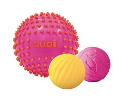 Ludi Sensorische ballen - 2 ballen 8 cm, 1 bal 15 cm, roze