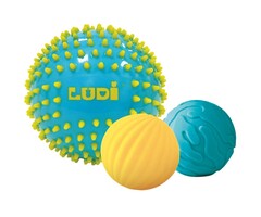 Ludi Sensorische ballen - 2 ballen 8 cm, 1 bal 15 cm, blauw