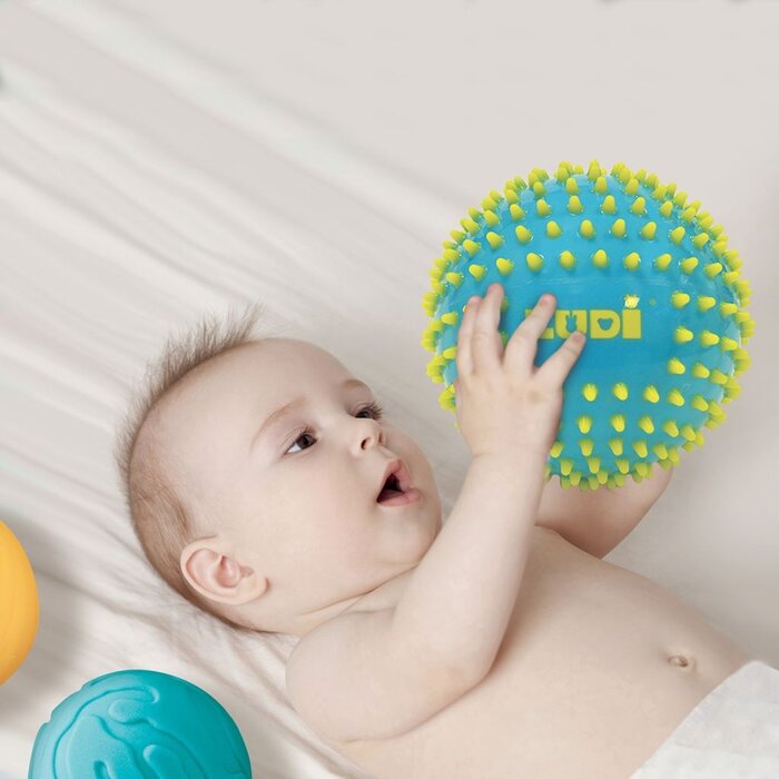 Ludi Sensorische ballen - 2 ballen 8 cm, 1 bal 15 cm, blauw