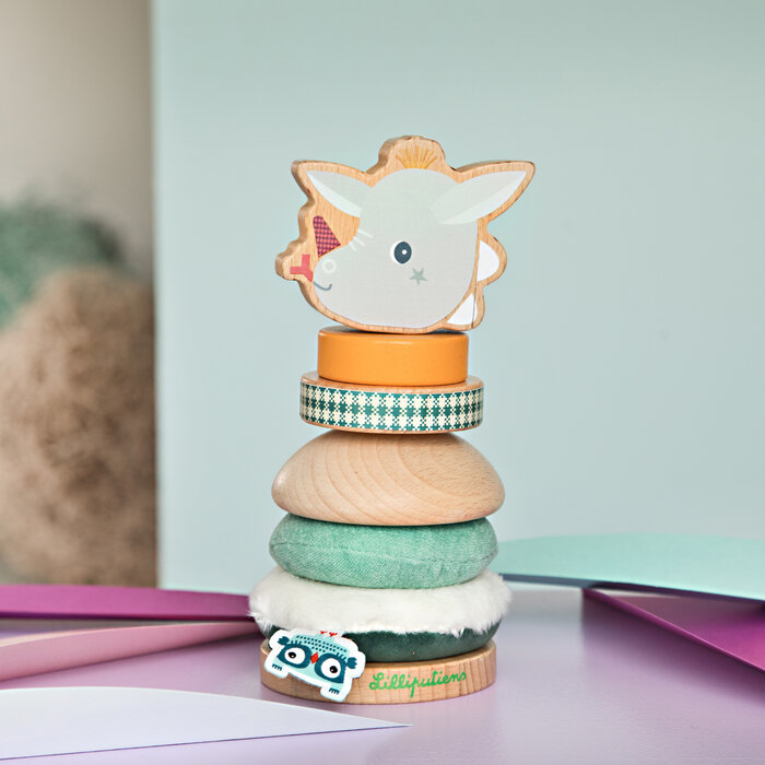 Lilliputiens Houten en stoffen stapelpiramide - Joe