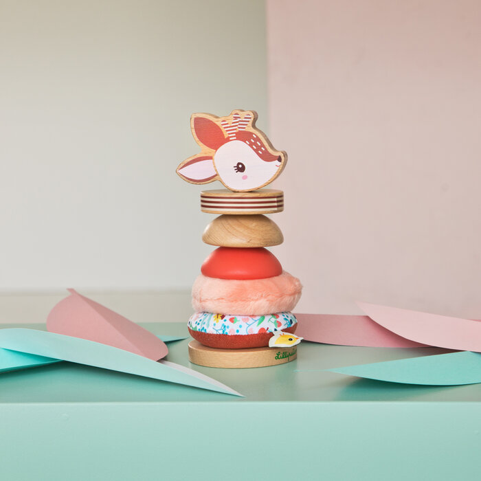 Lilliputiens Houten en stoffen stapelpiramide - Stella