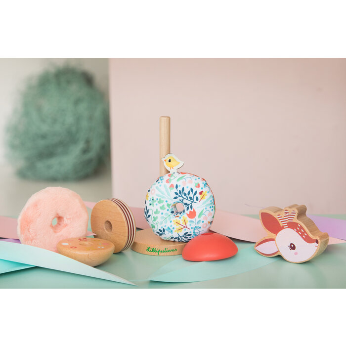 Lilliputiens Houten en stoffen stapelpiramide - Stella