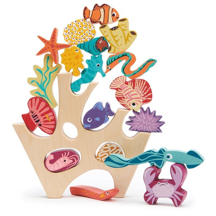 Tender Leaf Toys Houten speelgoed - balans/evenwichtsspel - stapelboom koraalrif met zeefiguren