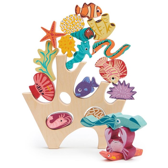 Tender Leaf Toys Houten speelgoed - balans/evenwichtsspel - stapelboom koraalrif met zeefiguren