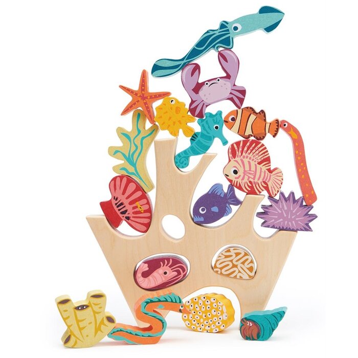 Tender Leaf Toys Houten speelgoed - balans/evenwichtsspel - stapelboom koraalrif met zeefiguren