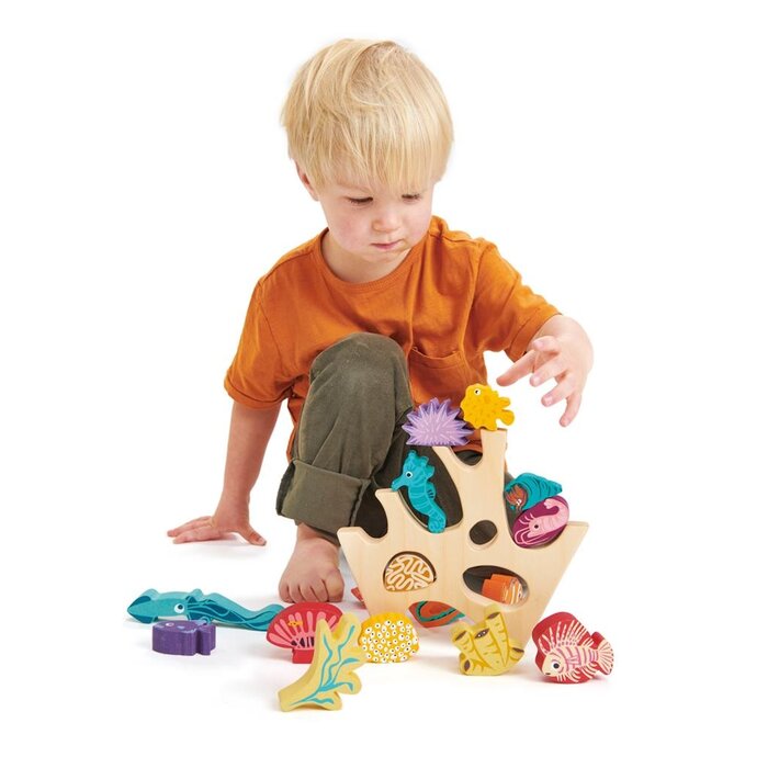 Tender Leaf Toys Houten speelgoed - balans/evenwichtsspel - stapelboom koraalrif met zeefiguren