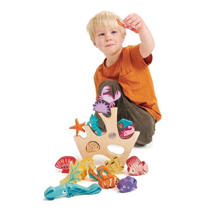 Tender Leaf Toys Houten speelgoed - balans/evenwichtsspel - stapelboom koraalrif met zeefiguren