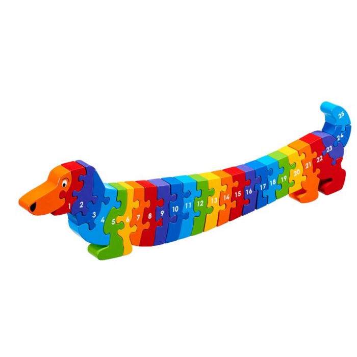 Lanka Kade Cijfer houten puzzel - 1 tot 25 hond Dash (25 stuks)