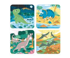Janod 4 Puzzels - dinosaurus (6-9-12-16 stukjes)