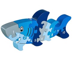 Lanka Kade Cijfer houten puzzel - 1 tot 10  Haai (10 stuks)
