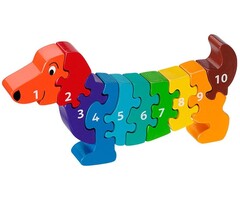 Lanka Kade Cijfer houten puzzel - 1 tot 10  Hond (10 stuks)