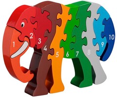 Lanka Kade Cijfer houten puzzel - 1 tot 10  Olifant (10 stuks)