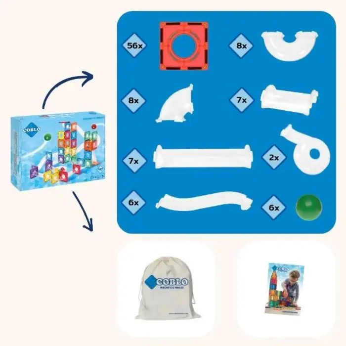 Coblo Magnetische tegels - Classic Knikkerbaan - 100 stuks