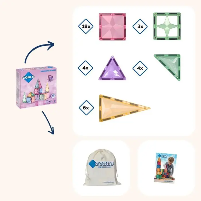 Coblo Magnetische tegels - Pastel  - 35 stuks
