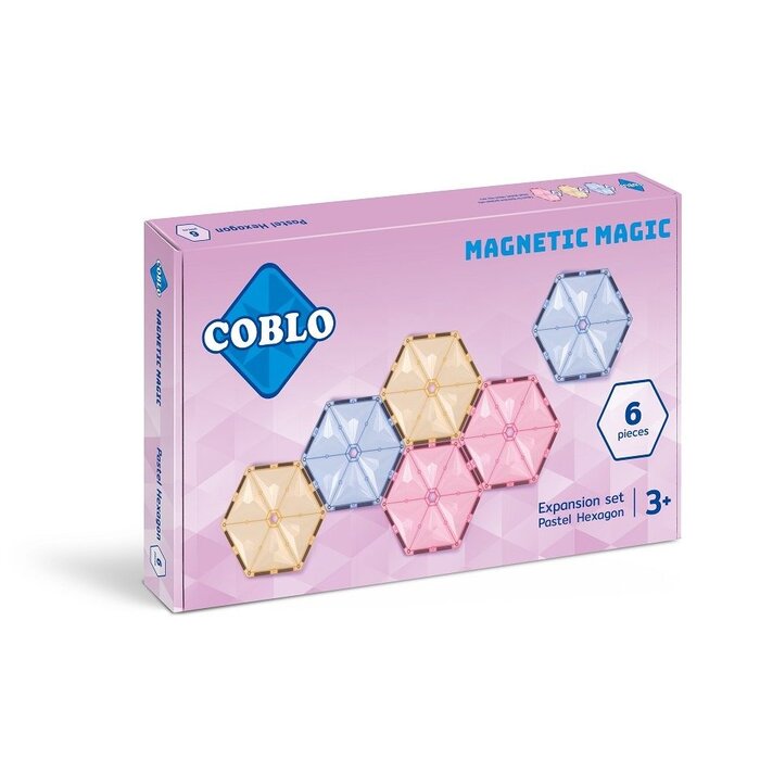 Coblo Magnetische tegels - Pastel Zeshoek (Hexagon) - 6 stuks - Uitbreidingen