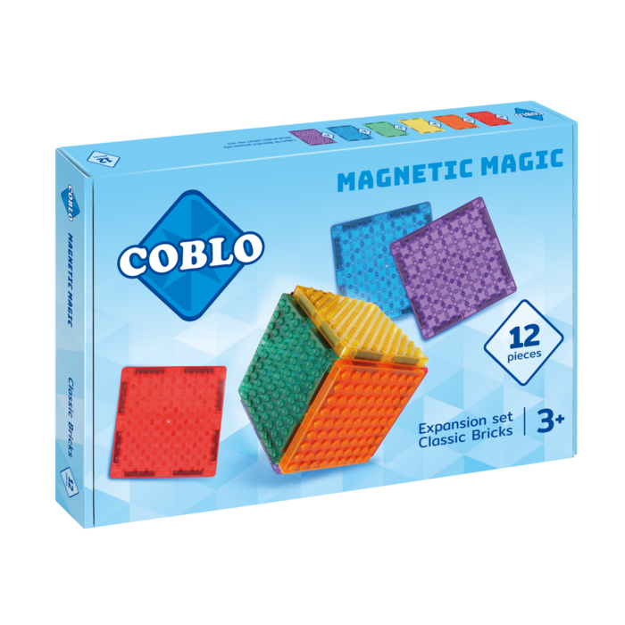 Coblo Magnetische tegels - Classic Brick stenen - 12 stuks - Magnetische bouwstenen