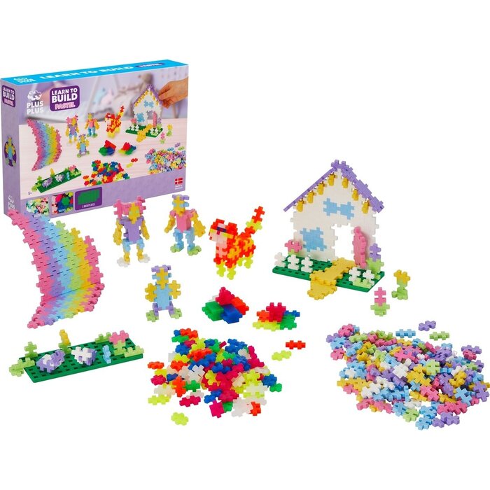 Plus-Plus Mini Pastel - learn to build - 600 stuks + 2 grondplaten