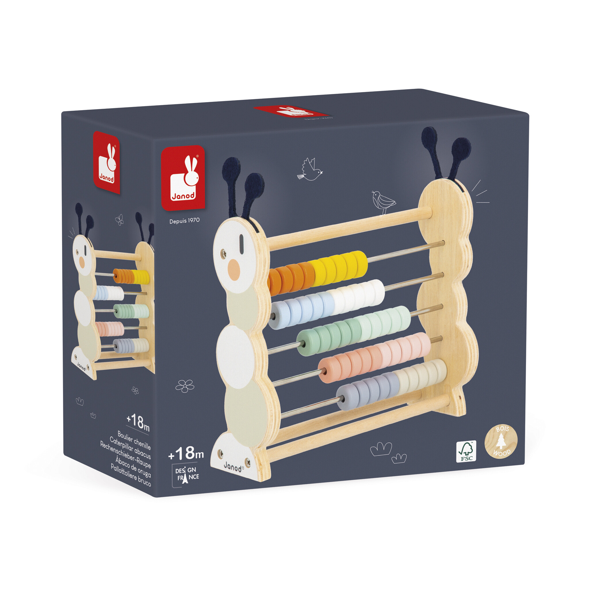 Janod Houten speelgoed - Telraam de rups - Sweet Cocoon