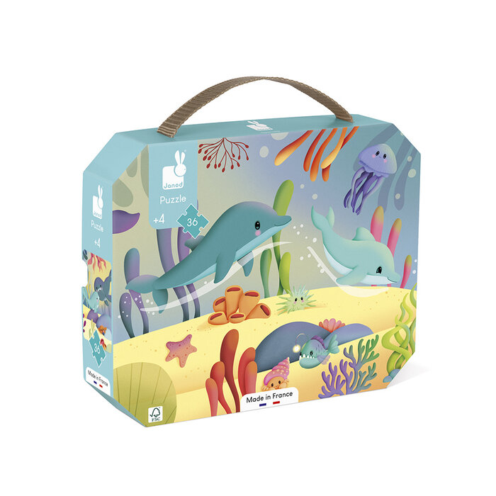 Janod Puzzelkoffer - Zeedieren  (36 stukjes)
