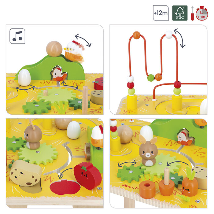 Janod Houten speelgoed - activiteitentafel/speeltafel - boerderij