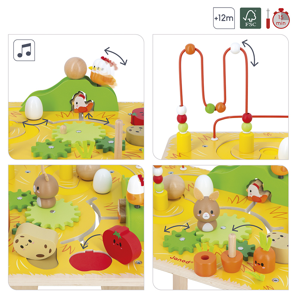 Janod Houten speelgoed - activiteitentafel/speeltafel - boerderij