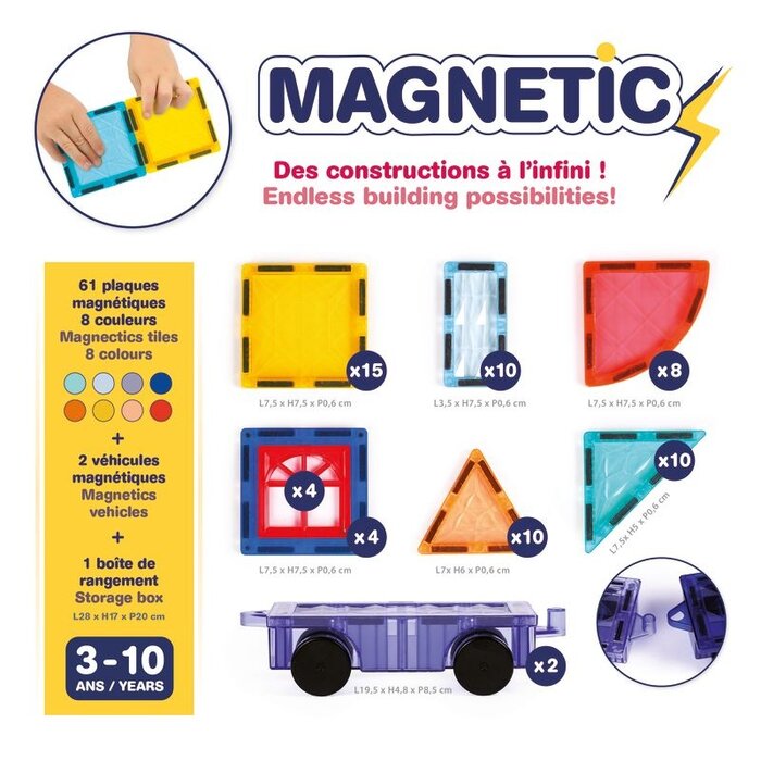Ludi Magnetische tegels - voertuigen 61-delig