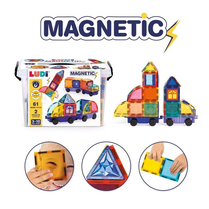 Ludi Magnetische tegels - voertuigen 61-delig