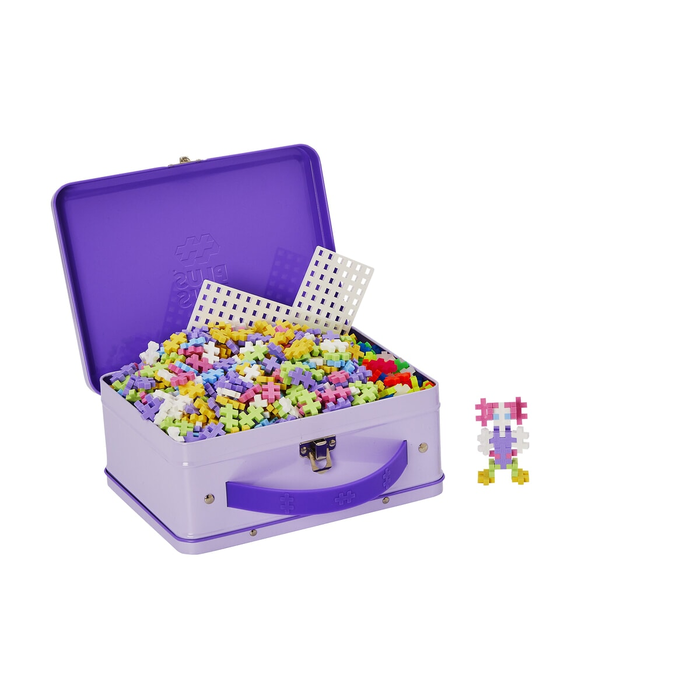 Plus-Plus Reiskoffer, pastel, 600 stuks + 2 grondplaten