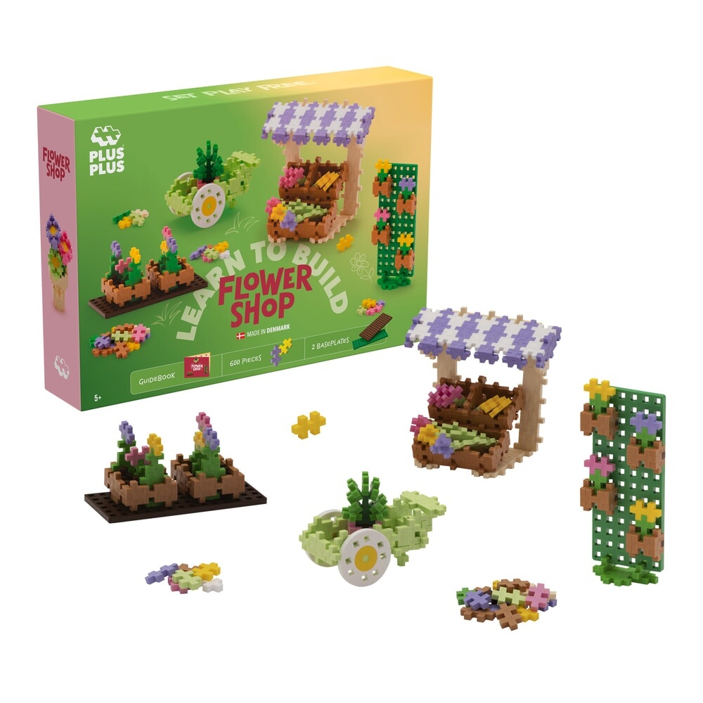 Plus-Plus Mini - learn to build, flower shop - 600 stukjes + 2 bouwplaten