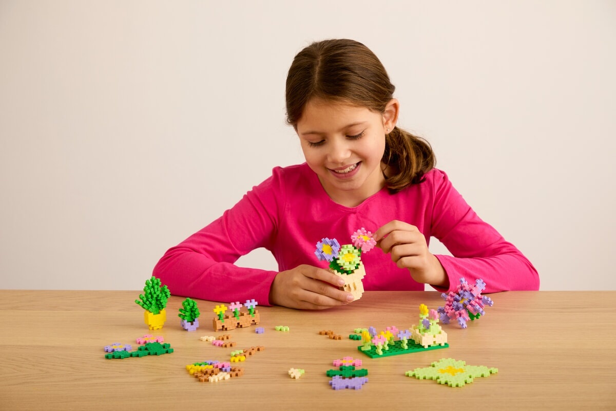 Plus-Plus Mini - learn to build, flower shop - 600 stukjes + 2 bouwplaten