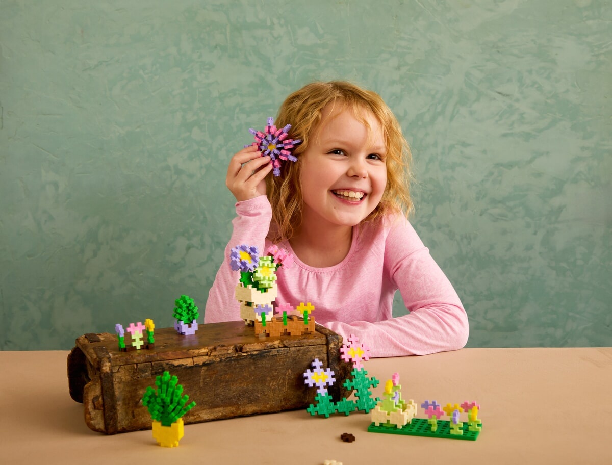 Plus-Plus Mini - learn to build, flower shop - 600 stukjes + 2 bouwplaten