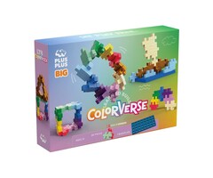 Plus-Plus Big - learn to build, kleurrijke set - 60 stuks met bouwplaat