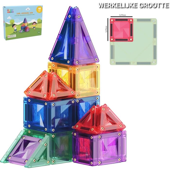 Gladi Magnetische micro tegels (klein "reis"formaat) 40 delig