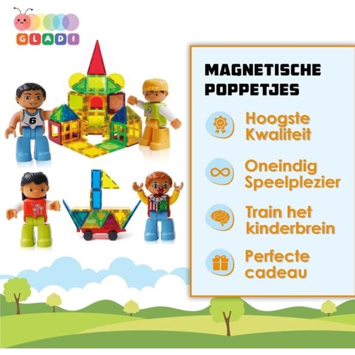 Gladi Uitbreidingsset - 4 magnetische poppetjes