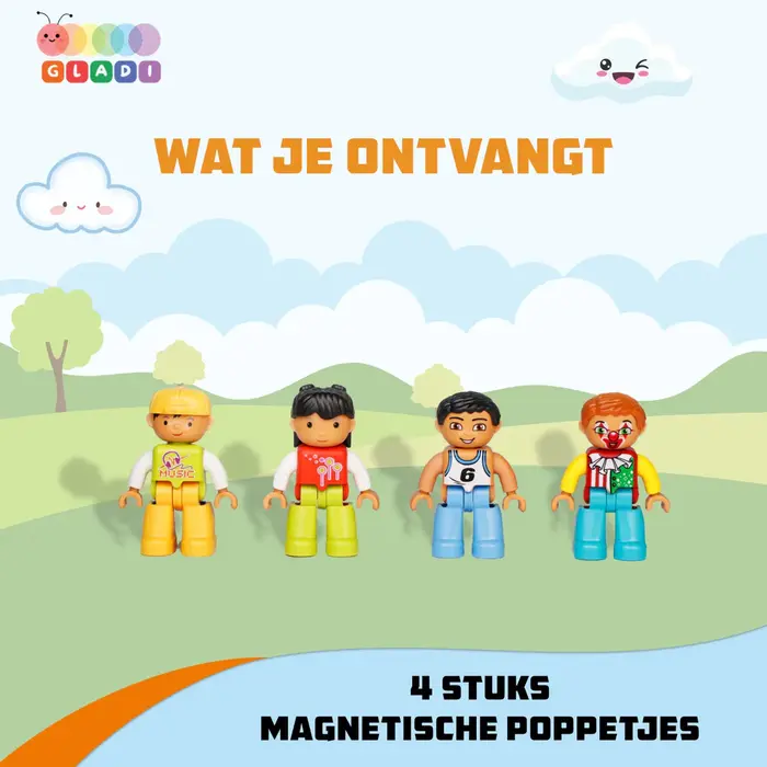 Gladi Uitbreidingsset - 4 magnetische poppetjes