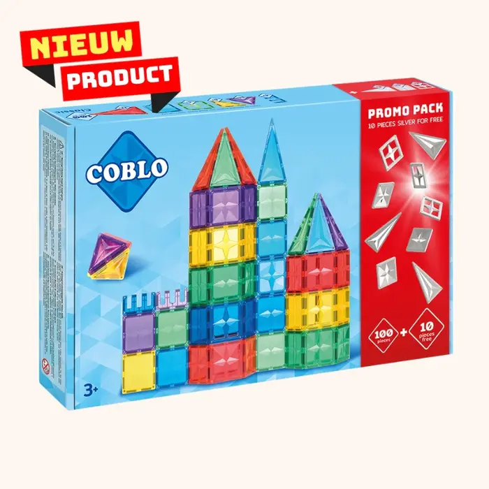 Coblo Magnetische tegels - classic PROMO DEAL - 100 stuks met gratis 10 zilveren tegels