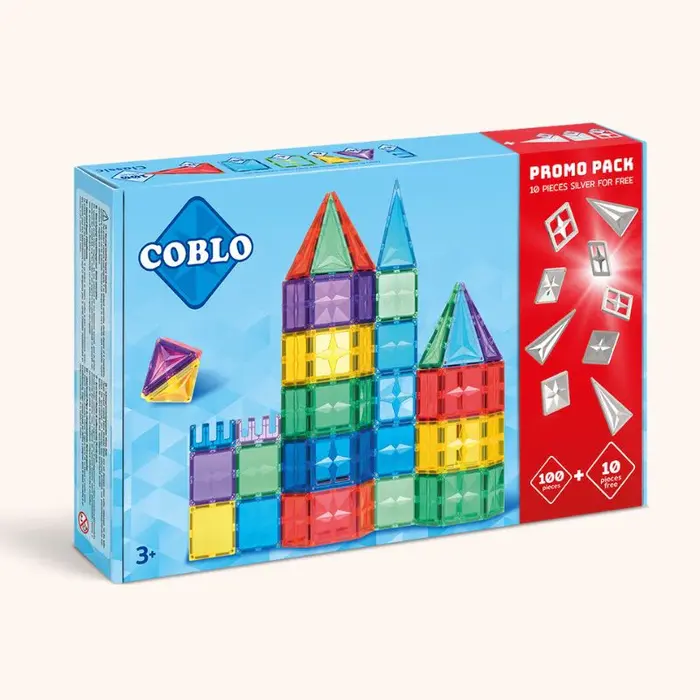 Coblo Magnetische tegels - classic PROMO DEAL - 100 stuks met gratis 10 zilveren tegels