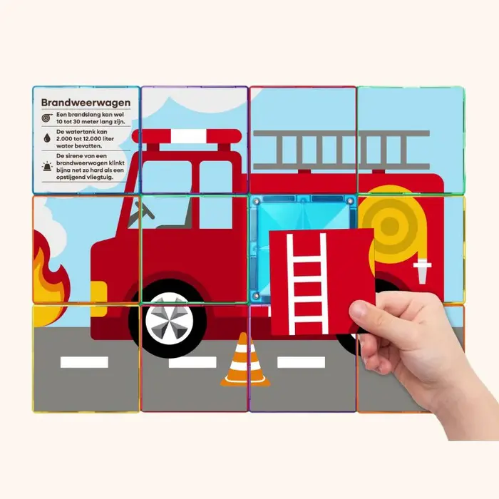 Coblo Magnetische tegels - Toppers puzzel transport -  60 stuks