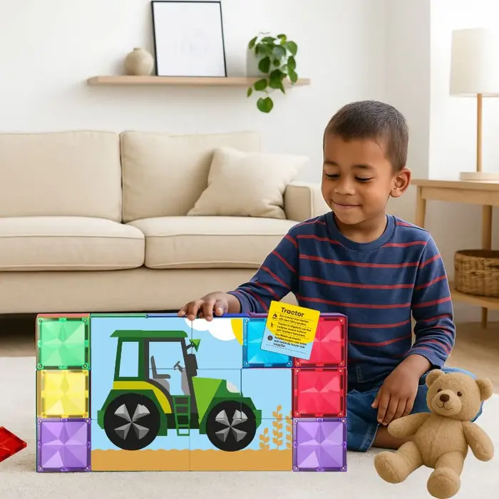 Coblo Magnetische tegels - Toppers puzzel transport -  60 stuks