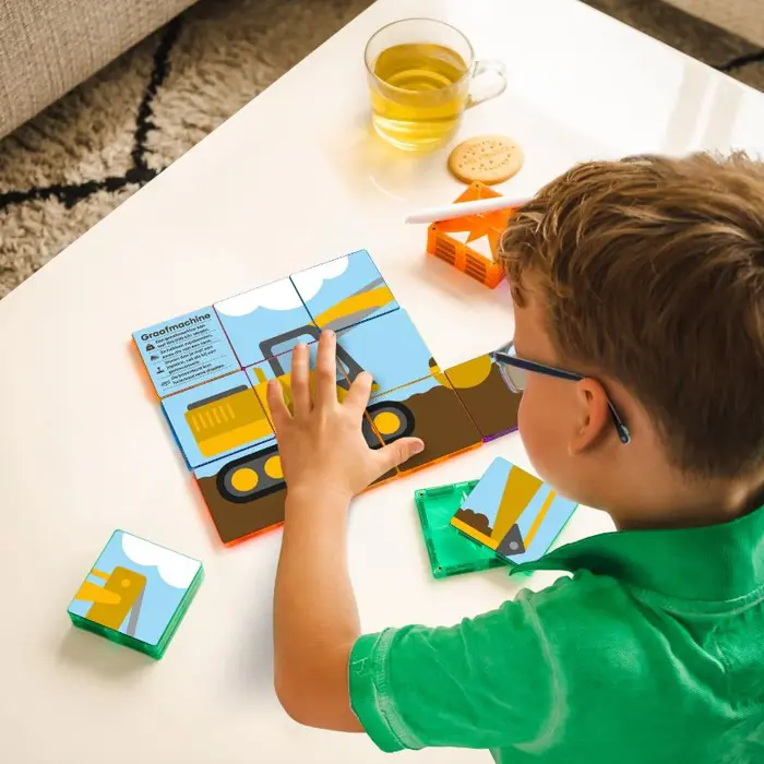 Coblo Magnetische tegels - Toppers puzzel transport -  60 stuks