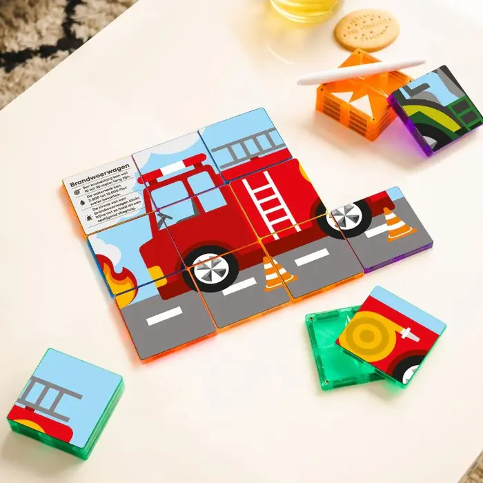 Coblo Magnetische tegels - Toppers puzzel transport -  60 stuks